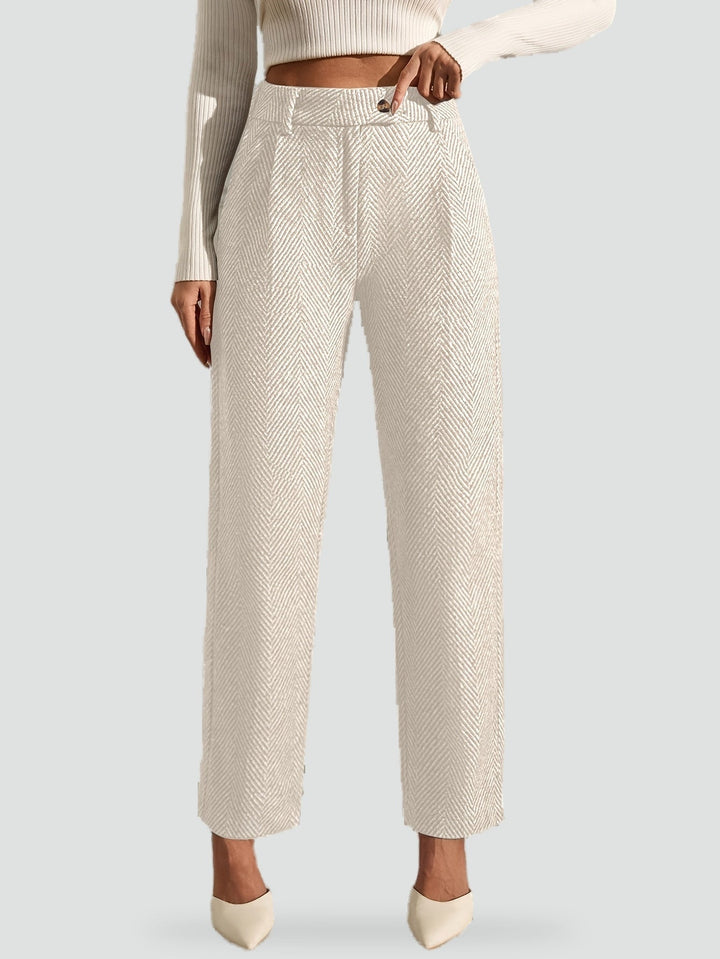 Constance grey straight leg trousers, waist detail