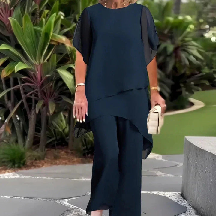 Svea layered asymmetric top and wide leg trouser set