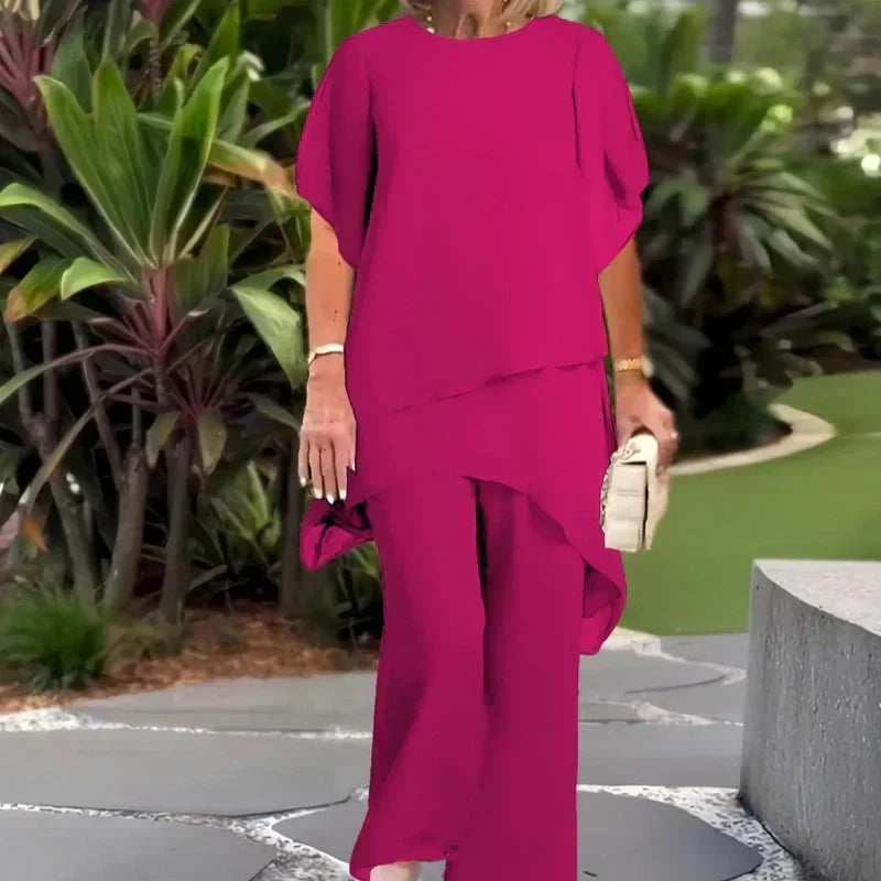 Svea layered asymmetric top and wide leg trouser set – image 2