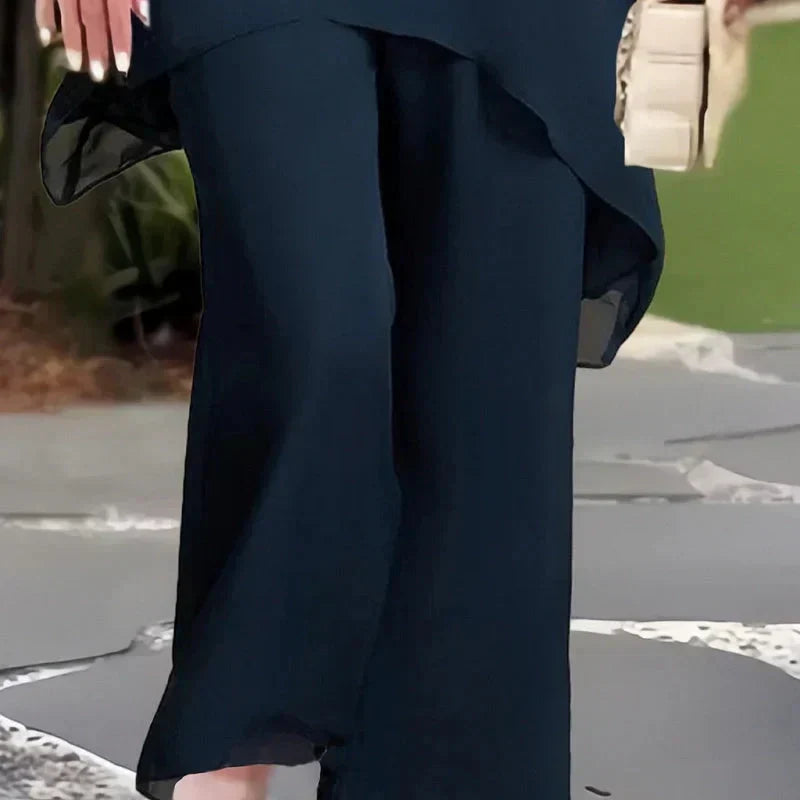 Svea layered asymmetric top and wide leg trouser set – image 7