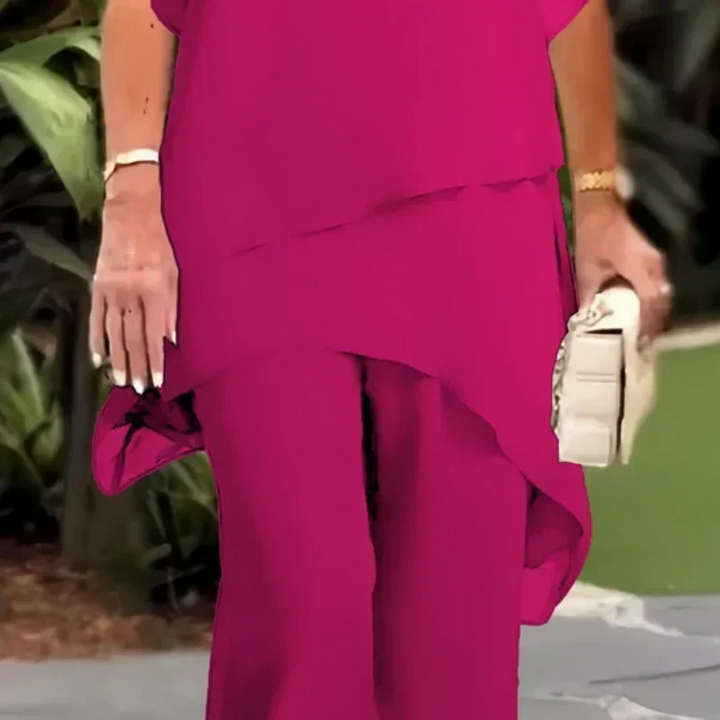 Svea layered asymmetric top and wide leg trouser set – image 8