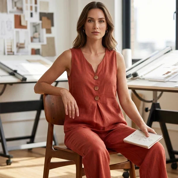 Estelle relaxed top and elastic waist trouser set – image 13