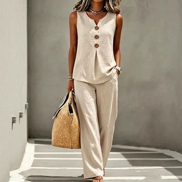 Estelle relaxed top and elastic waist trouser set – image 2