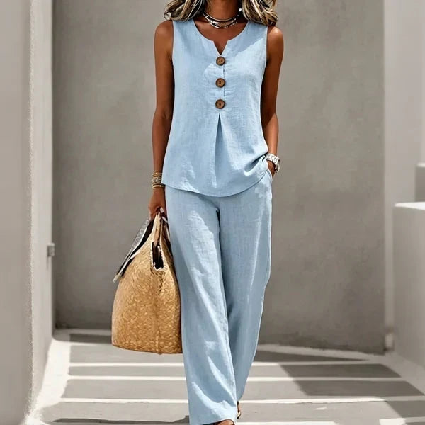 Estelle relaxed top and elastic waist trouser set – image 7