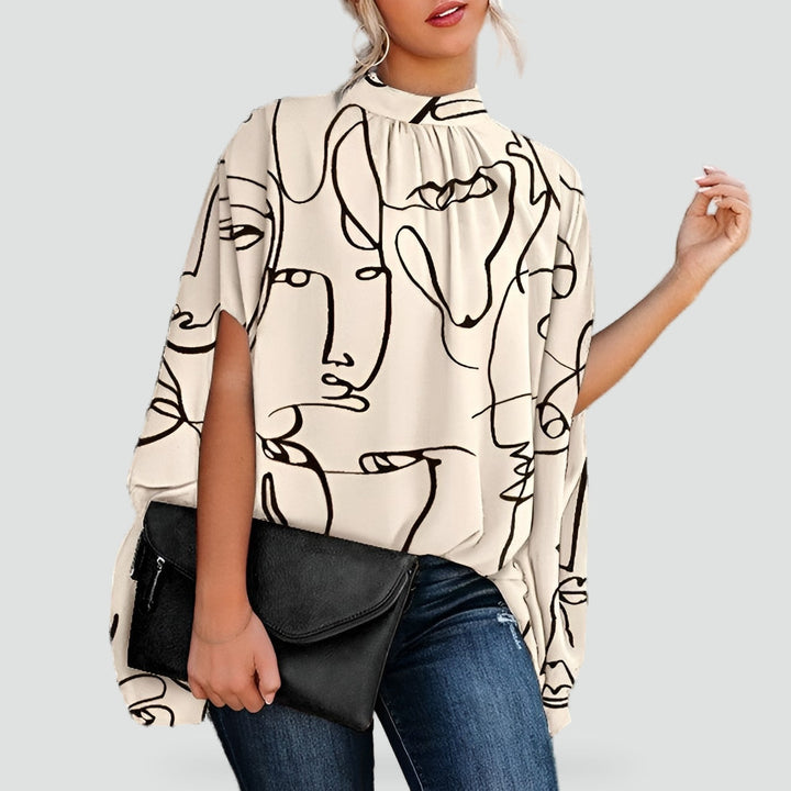 Frances printed blouse with high neck