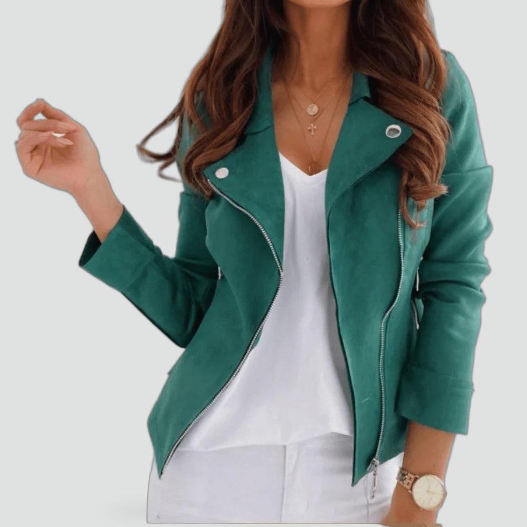 Hazel asymmetric zip jacket in black