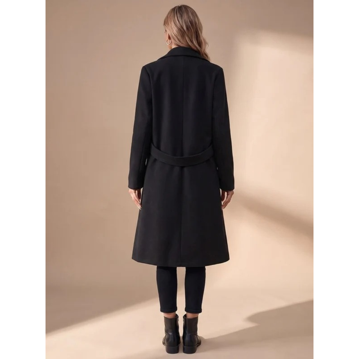 Tasnim belted wool coat, fabric detail