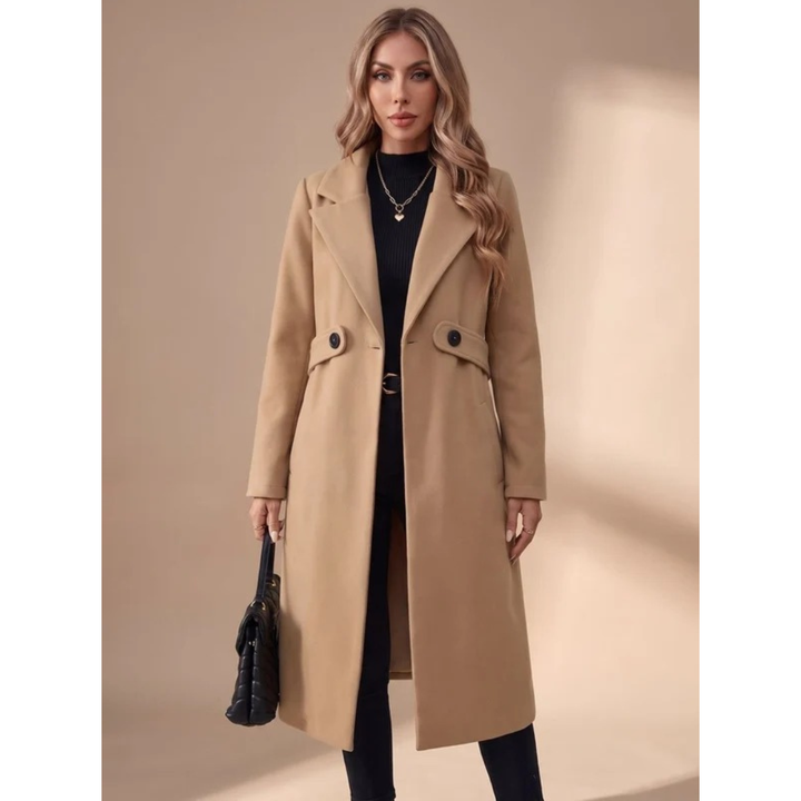Tasnim belted wool coat in khaki