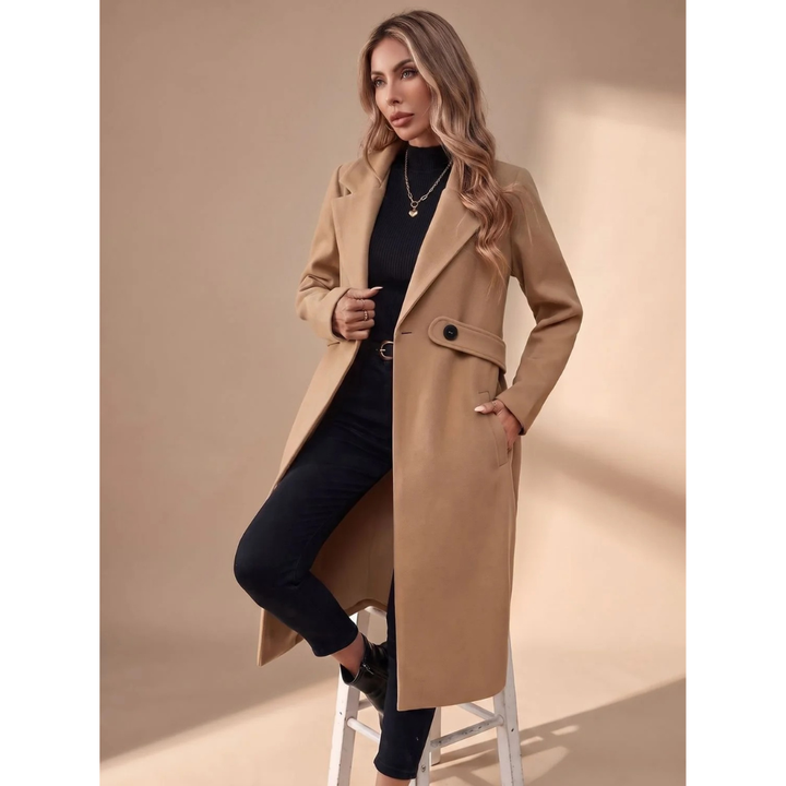 Tasnim belted wool coat with collar