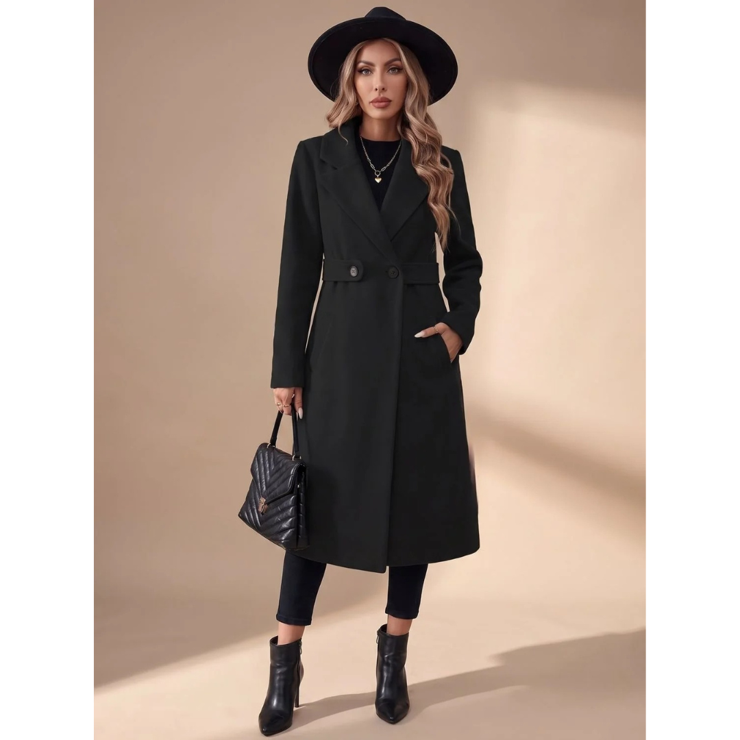 Tasnim belted wool coat, detail