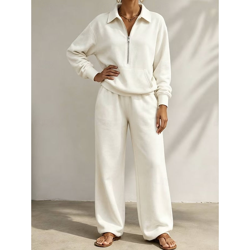 Lottie half zip top and wide leg trousers set – image 2