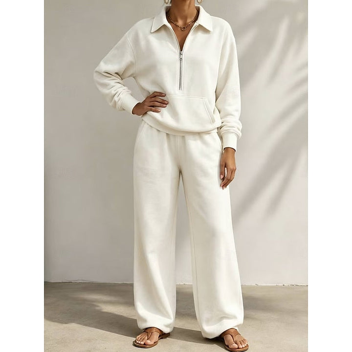 Lottie half zip top and wide leg trousers set – image 2