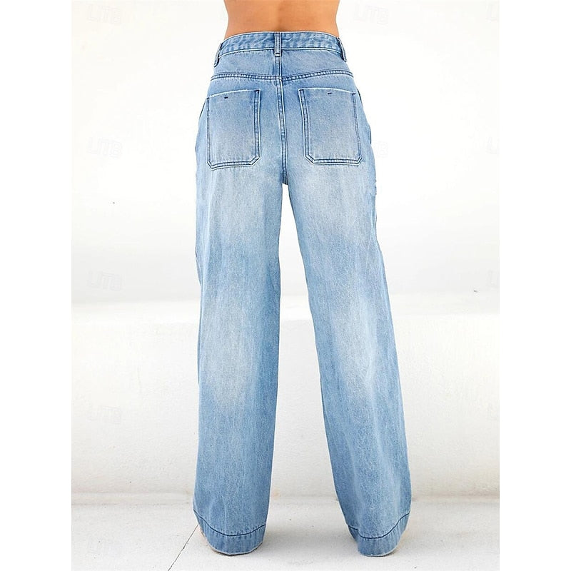 Lorna | Elegant High Waist Wide Leg Jeans