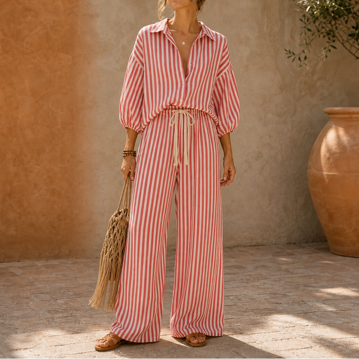 Ebba striped two piece set with lantern sleeves – image 14
