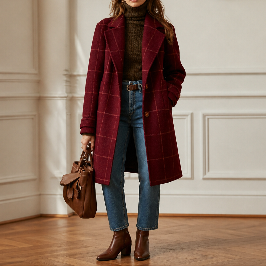 Imelda Elegant Oversized Plaid Wool Look Coat - image 12