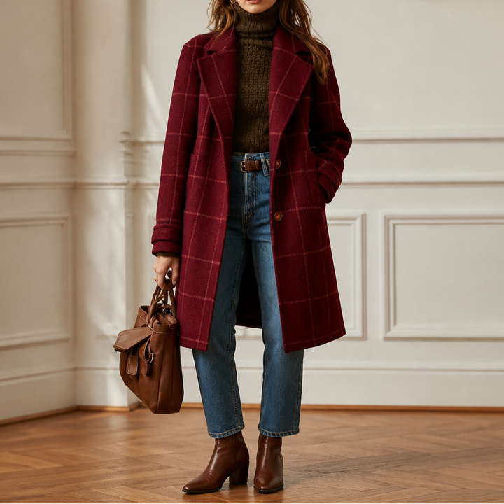 Imelda Elegant Oversized Plaid Wool Look Coat - image 12