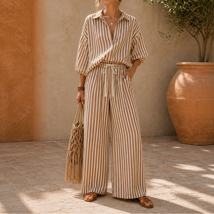 Ebba striped two piece set with lantern sleeves – image 13
