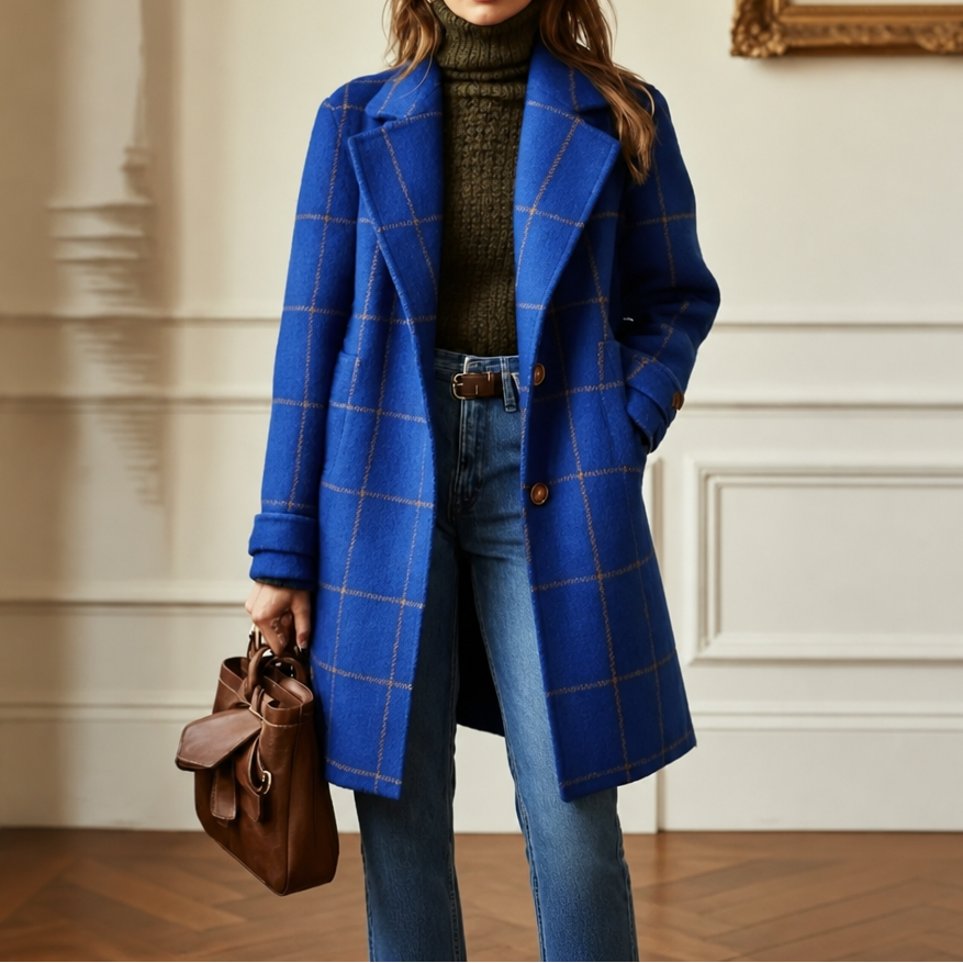 Imelda Elegant Oversized Plaid Wool Look Coat - image 13