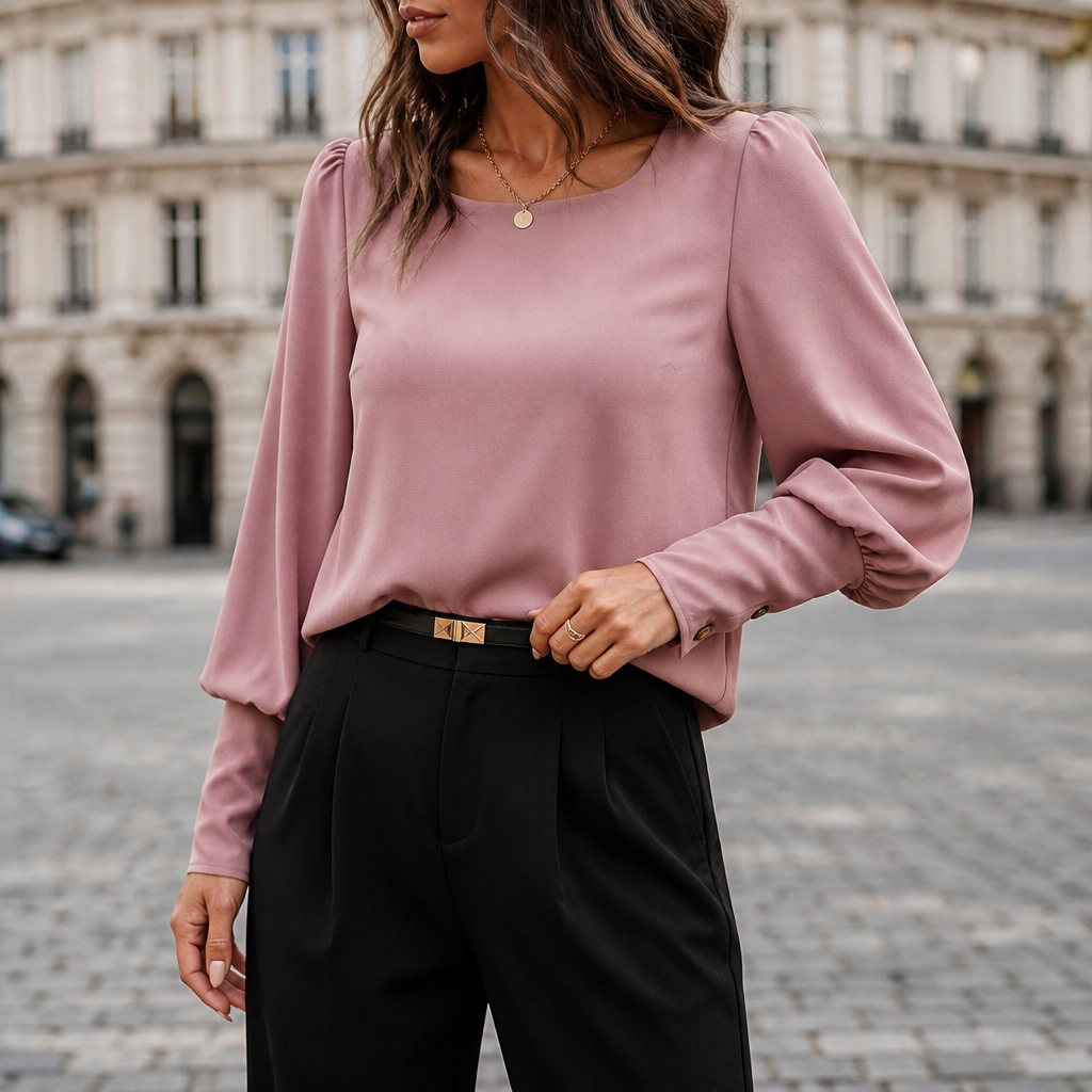 Blanche Elegant Puff Sleeve Satin Blouse - image 12
