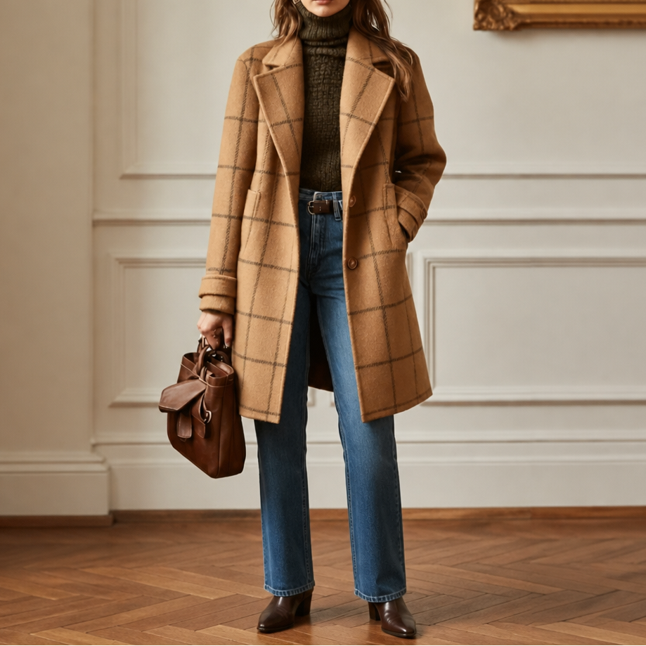 Imelda Elegant Oversized Plaid Wool Look Coat - image 15