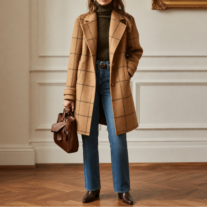 Imelda Elegant Oversized Plaid Wool Look Coat - image 15