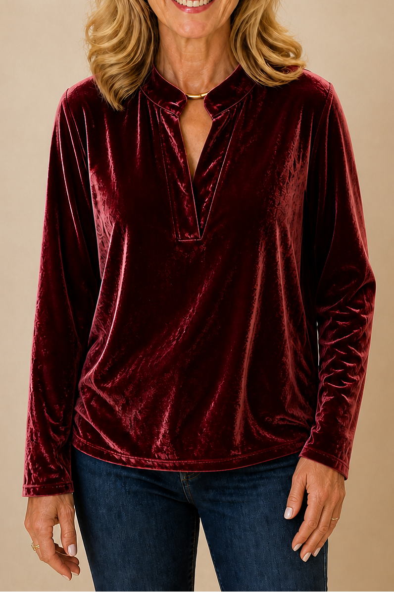 Unni velvet look V neck blouse – image 16