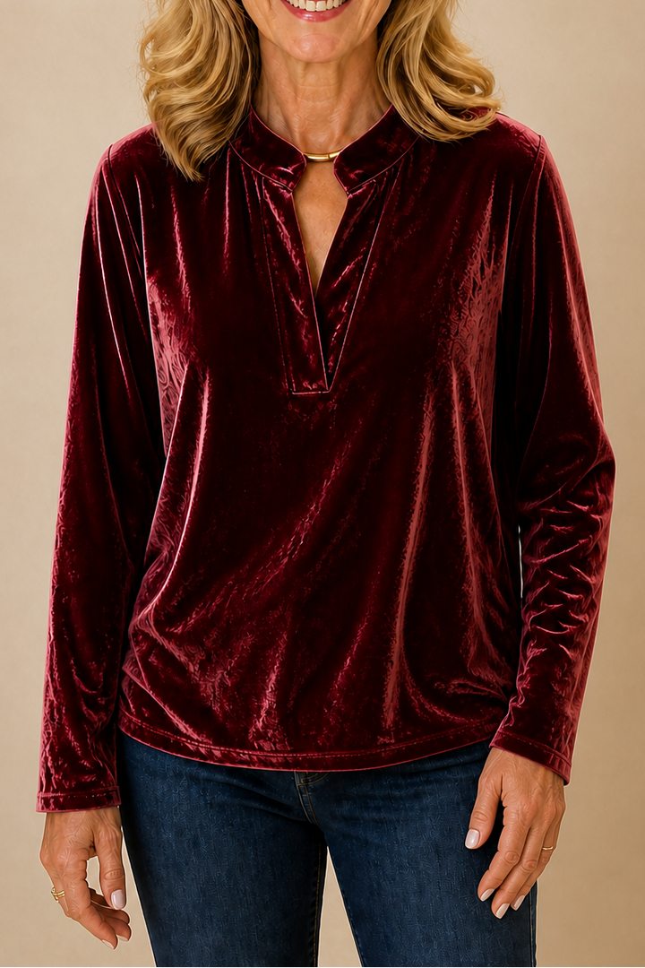 Unni velvet look V neck blouse – image 16