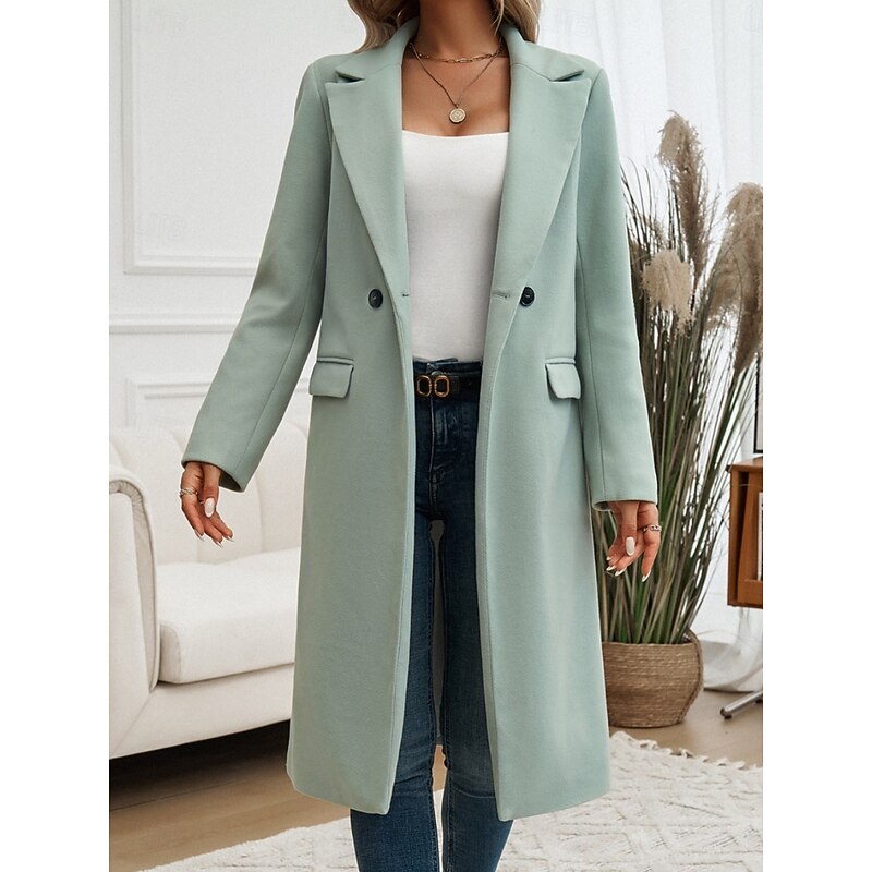 Ruby long straight coat with lapels – image 13