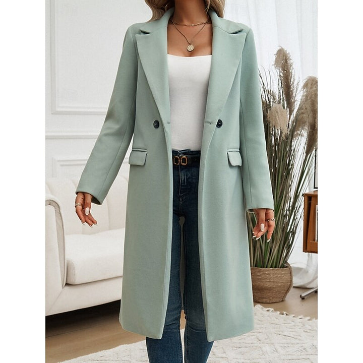 Ruby long straight coat with lapels – image 13