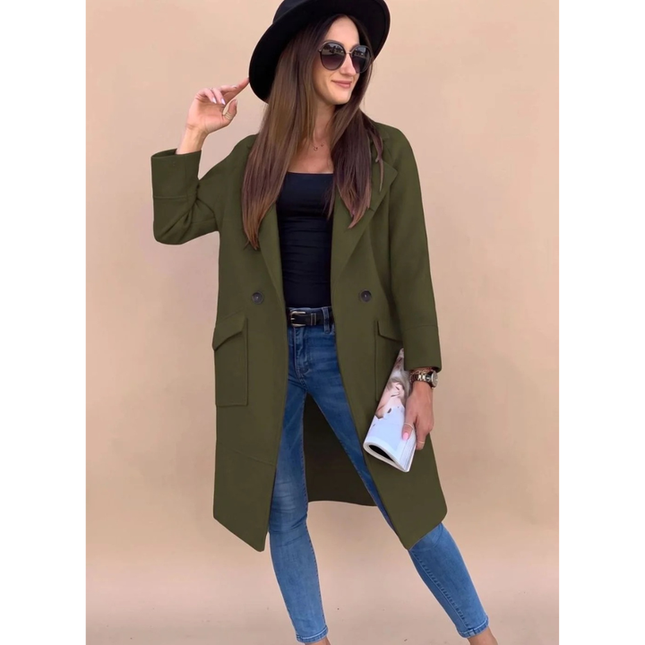Wiebke longline trench coat in dark green