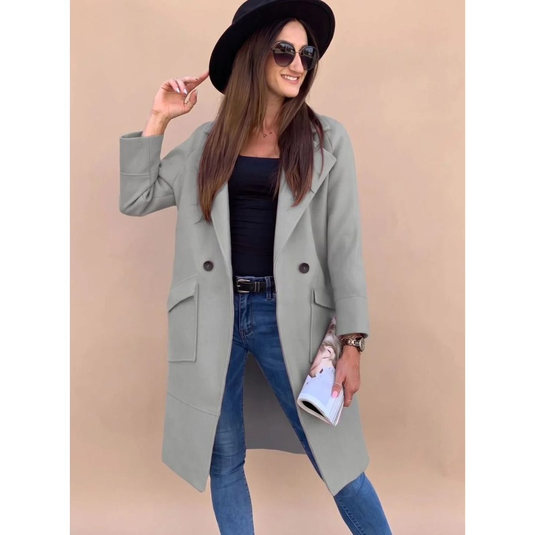 Wiebke longline trench coat with collar and pockets