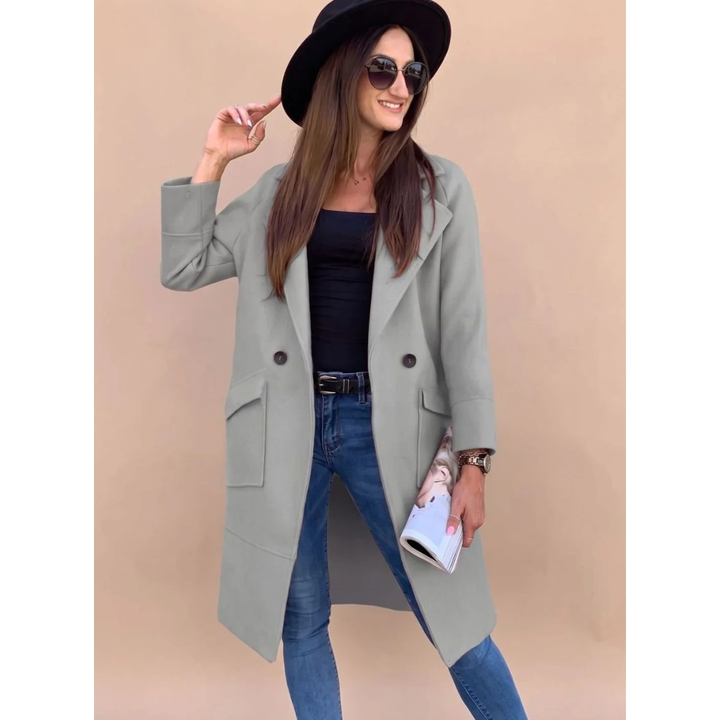 Wiebke longline trench coat with collar and pockets