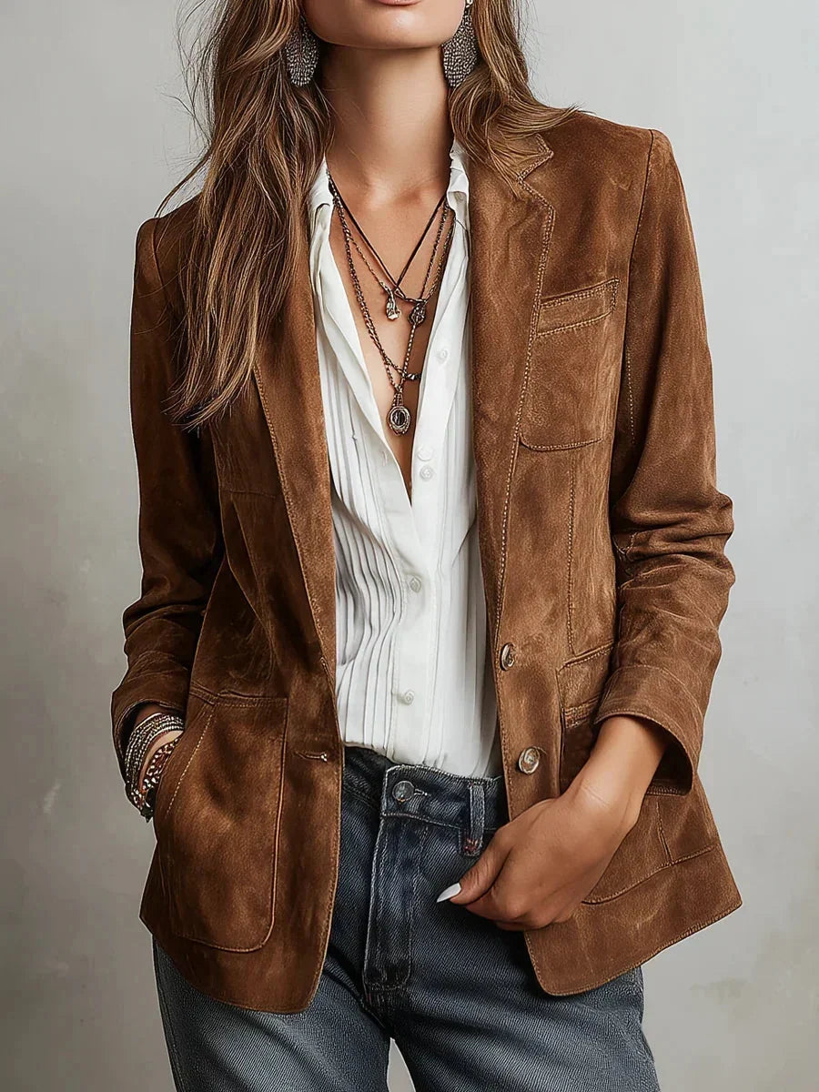 Aphra buttoned faux suede blazer