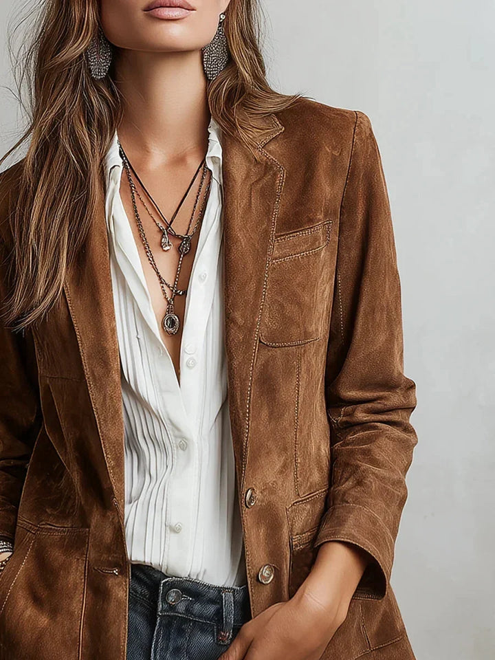 Aphra buttoned faux suede blazer – image 4