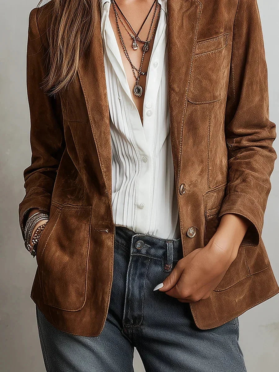 Aphra buttoned faux suede blazer – image 5