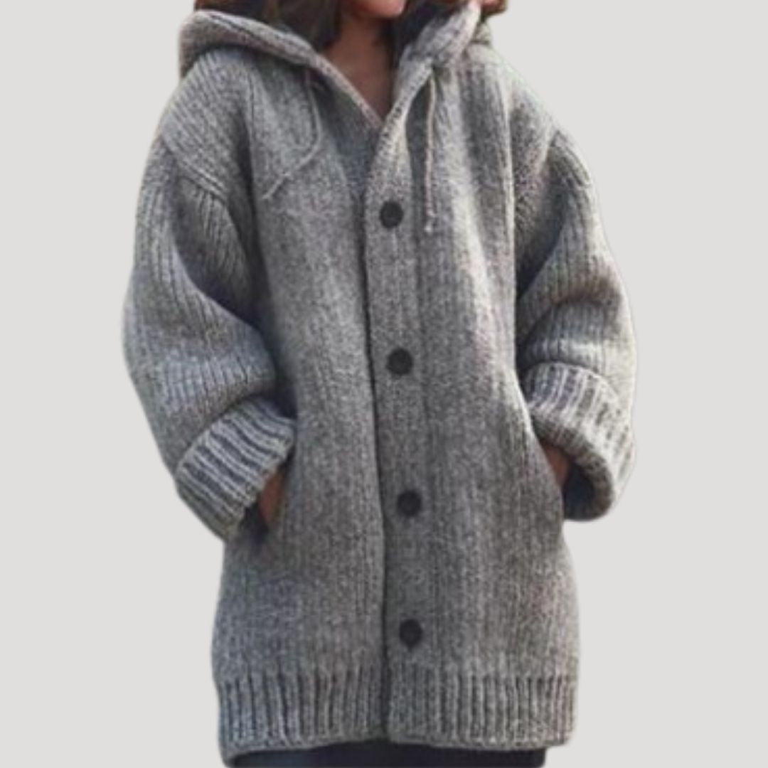 Hortense chunky knit wool blend coat with pockets