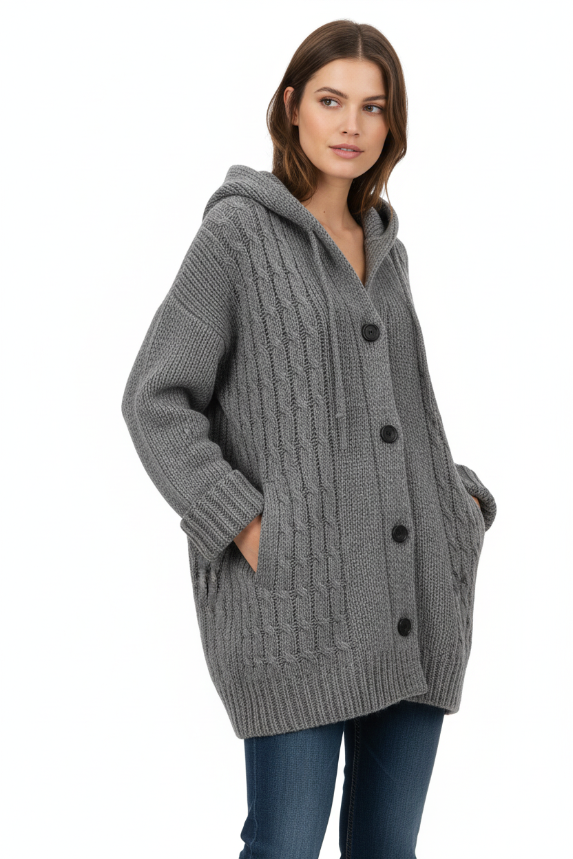 Hortense chunky knit wool blend coat with pockets – image 10