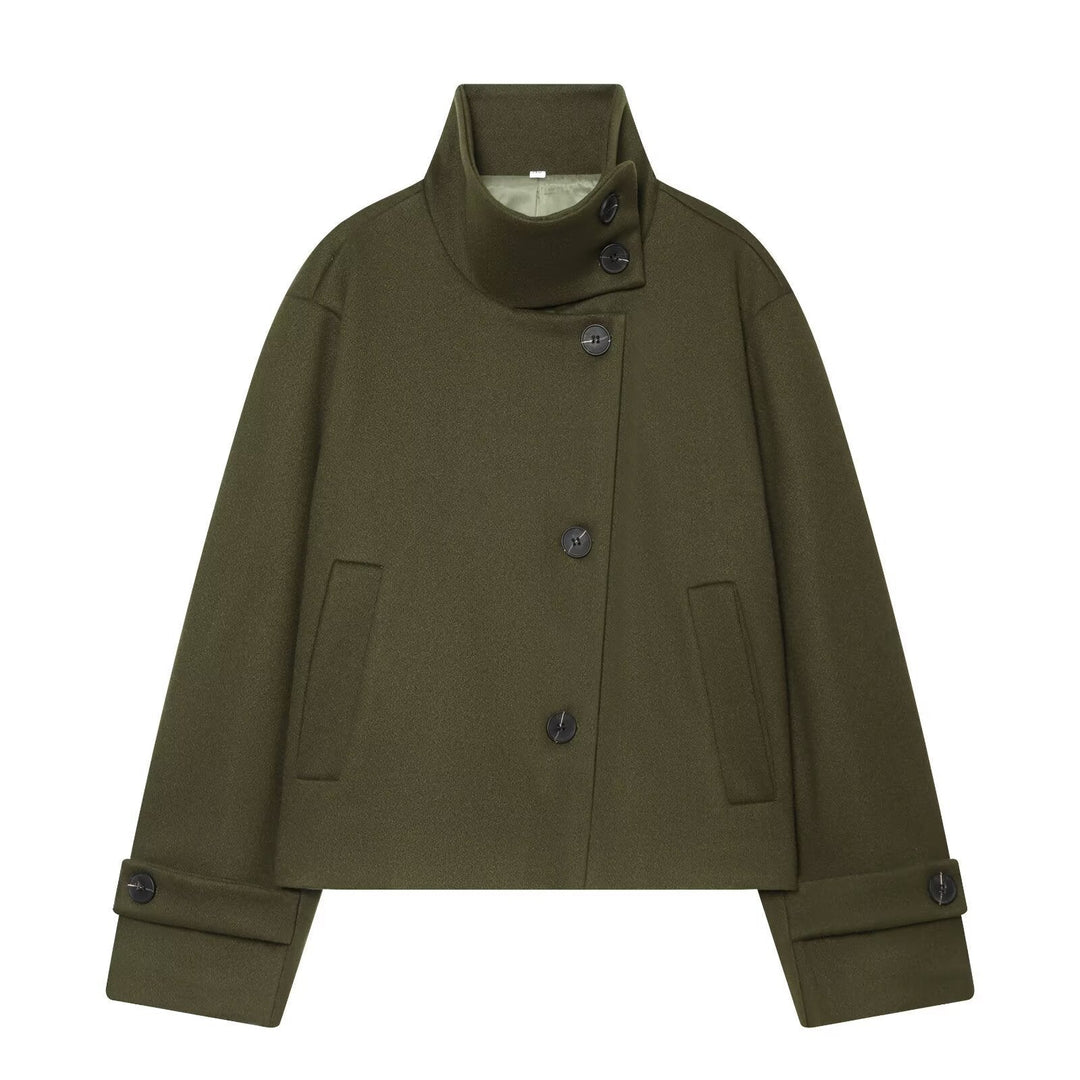 Peony cropped stand collar coat