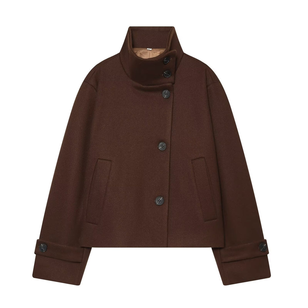 Peony cropped stand collar coat – image 4