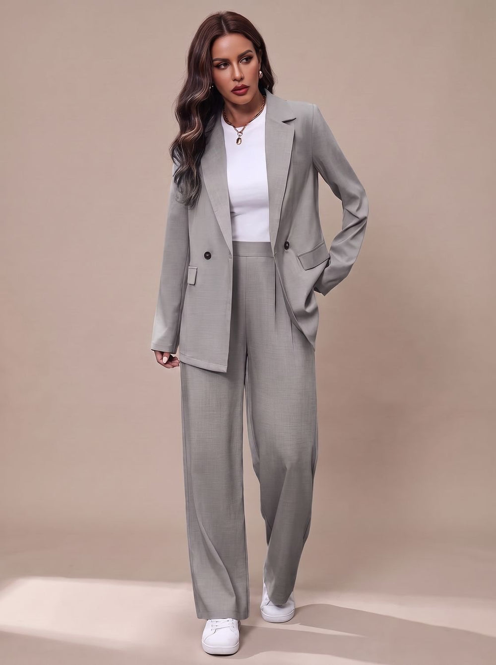 Tatiana double breasted blazer and wide leg trouser set – image 2