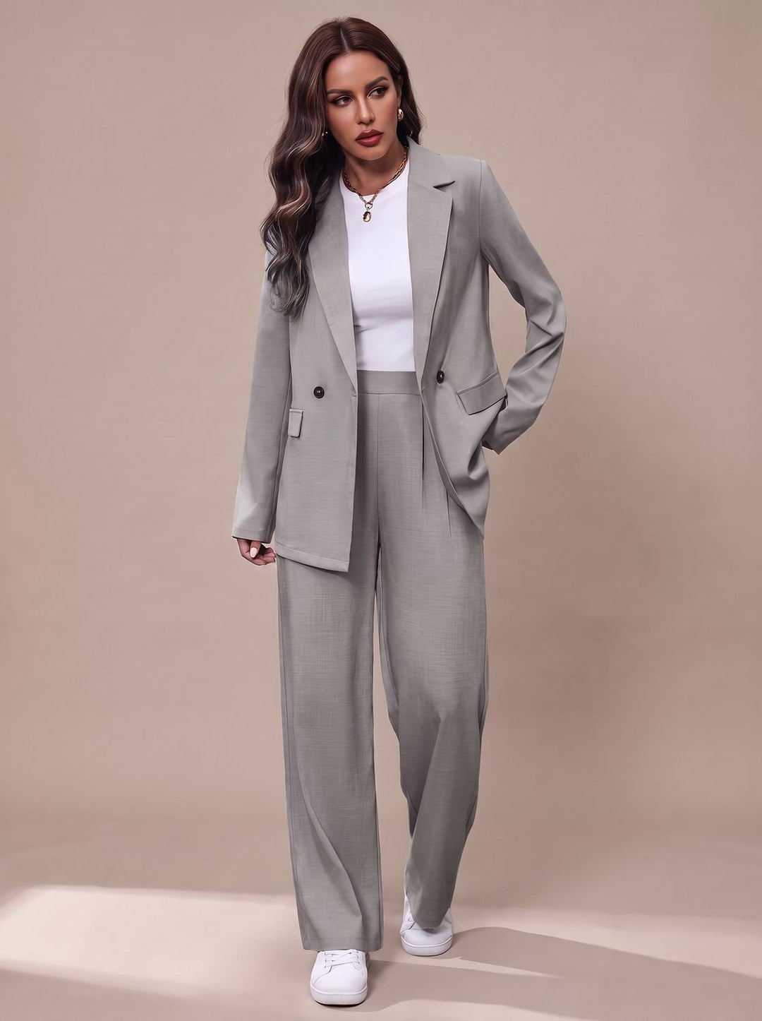 Tatiana double breasted blazer and wide leg trouser set – image 2