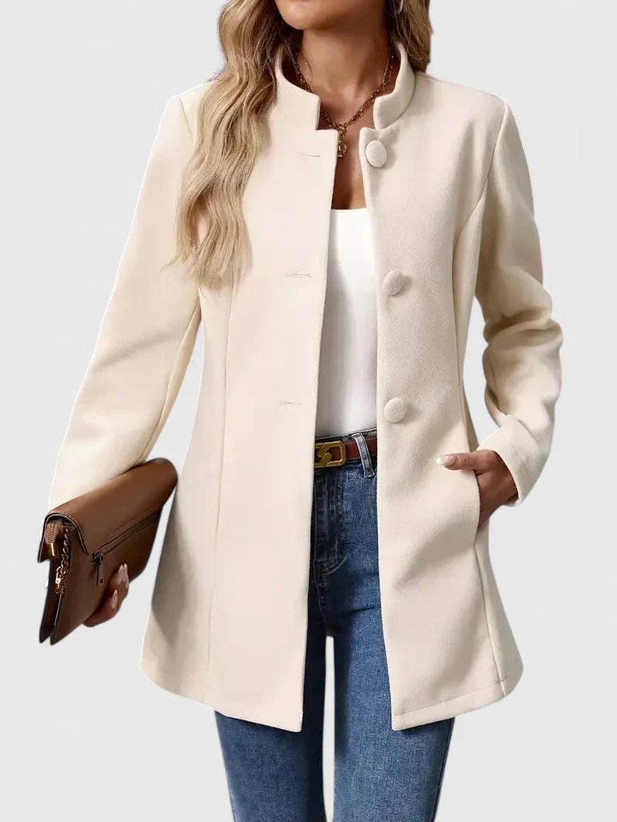 Yvaine stand collar button front blazer coat