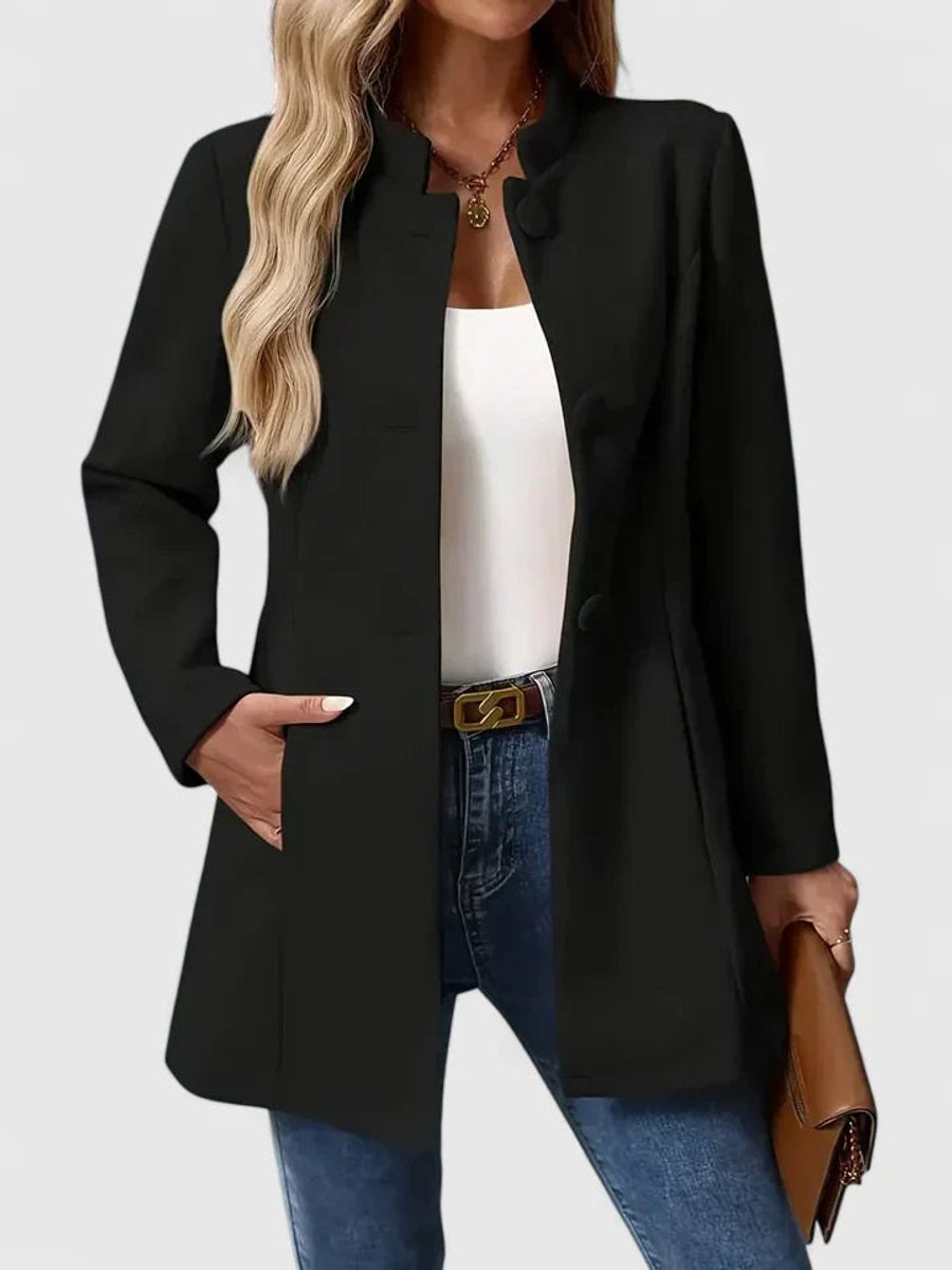 Yvaine stand collar button front blazer coat – image 2
