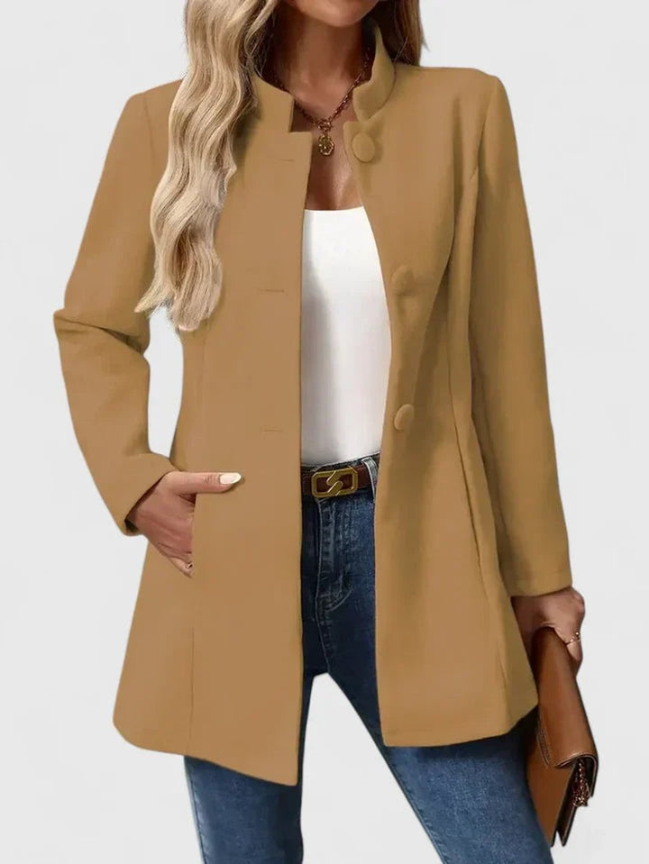 Yvaine stand collar button front blazer coat – image 3