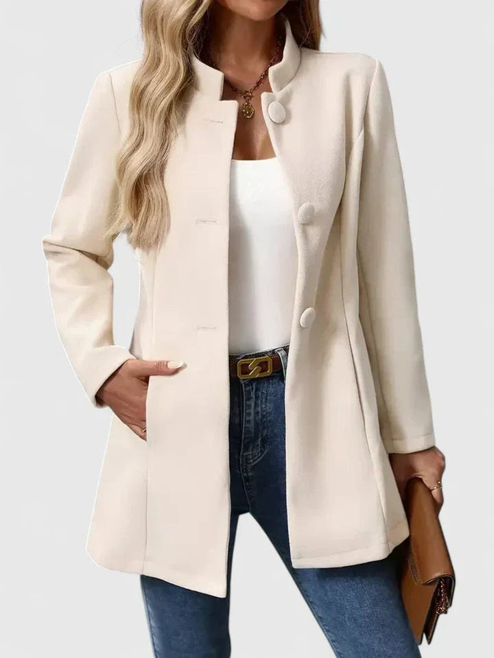 Yvaine stand collar button front blazer coat – image 6