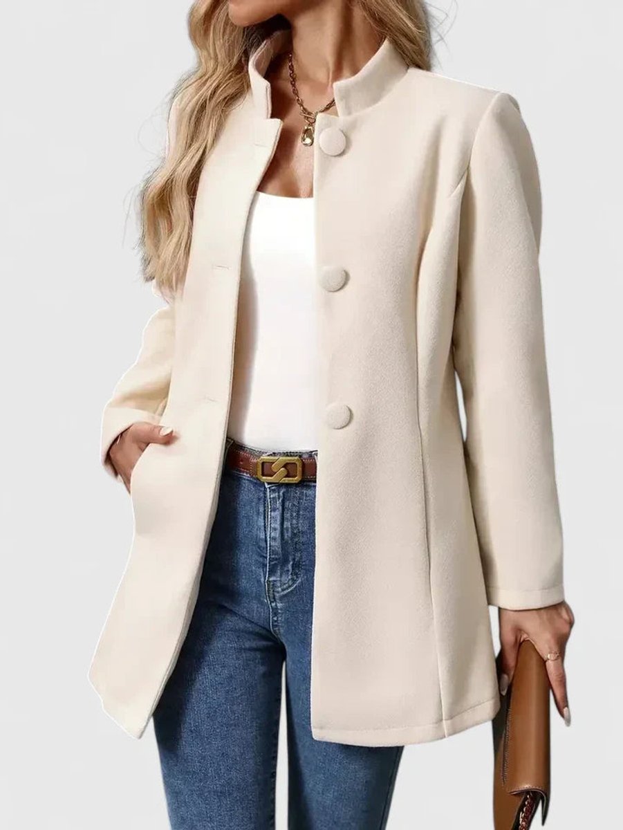 Yvaine stand collar button front blazer coat – image 7