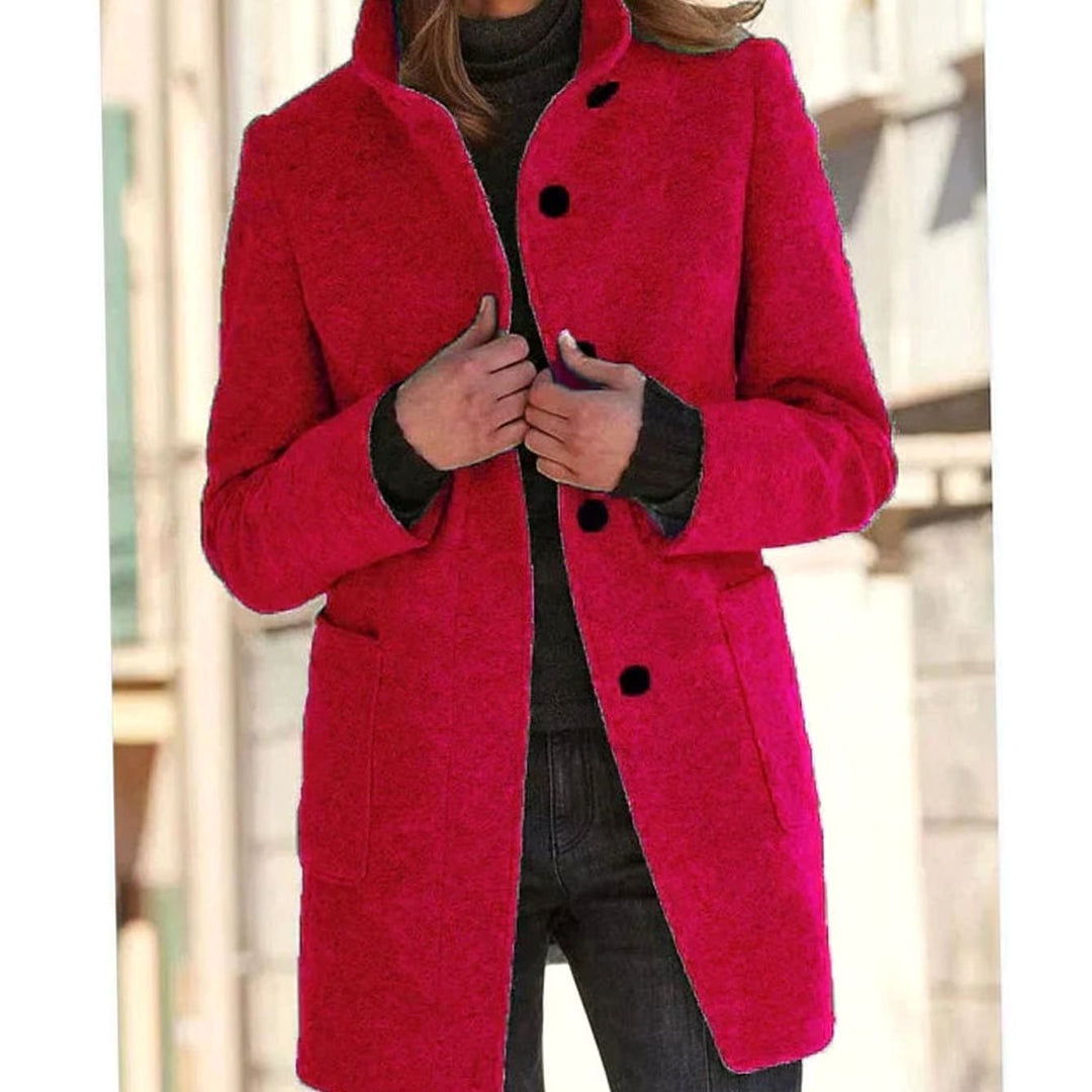 Venetia stand collar wool blend button coat