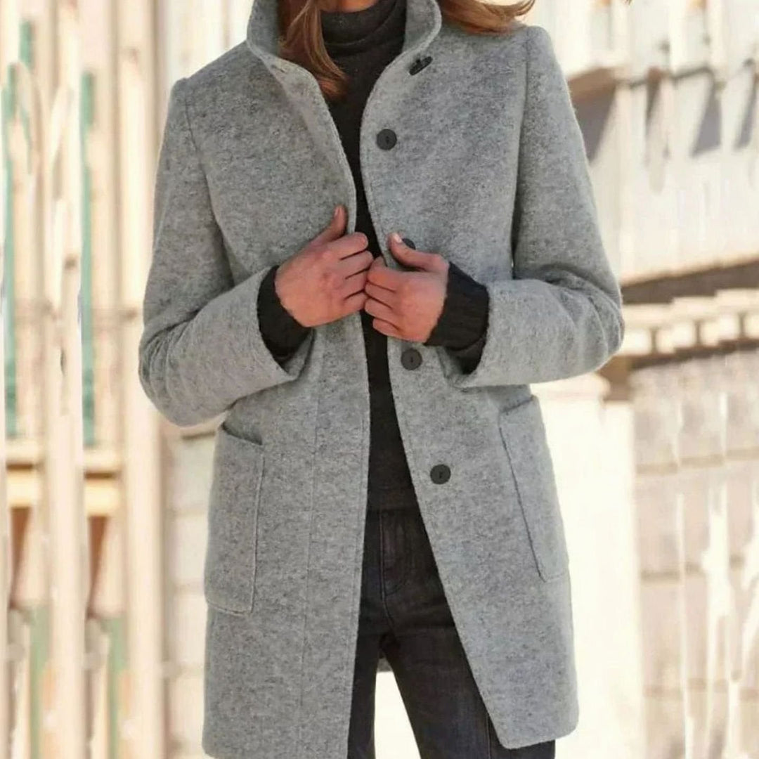 Venetia stand collar wool blend button coat – image 13
