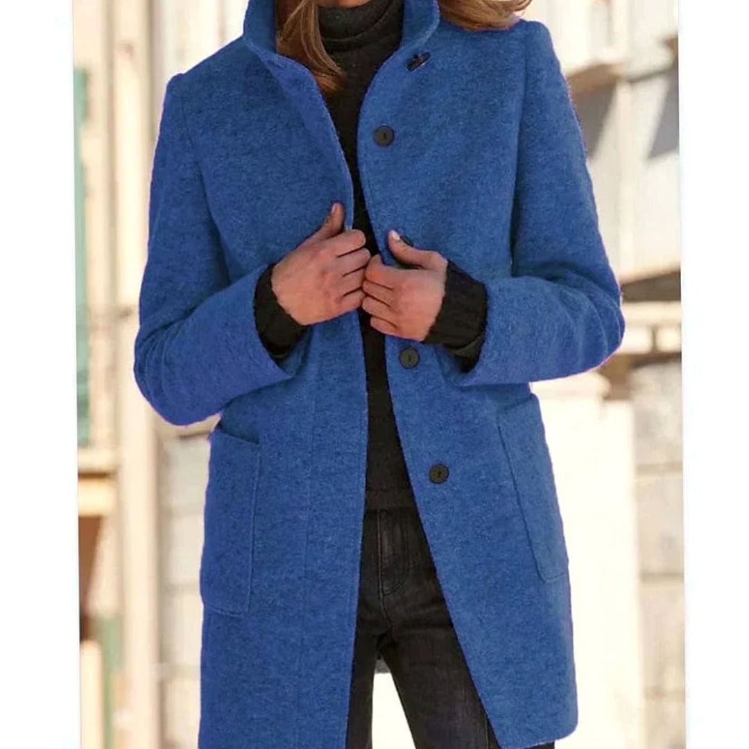Venetia stand collar wool blend button coat – image 2