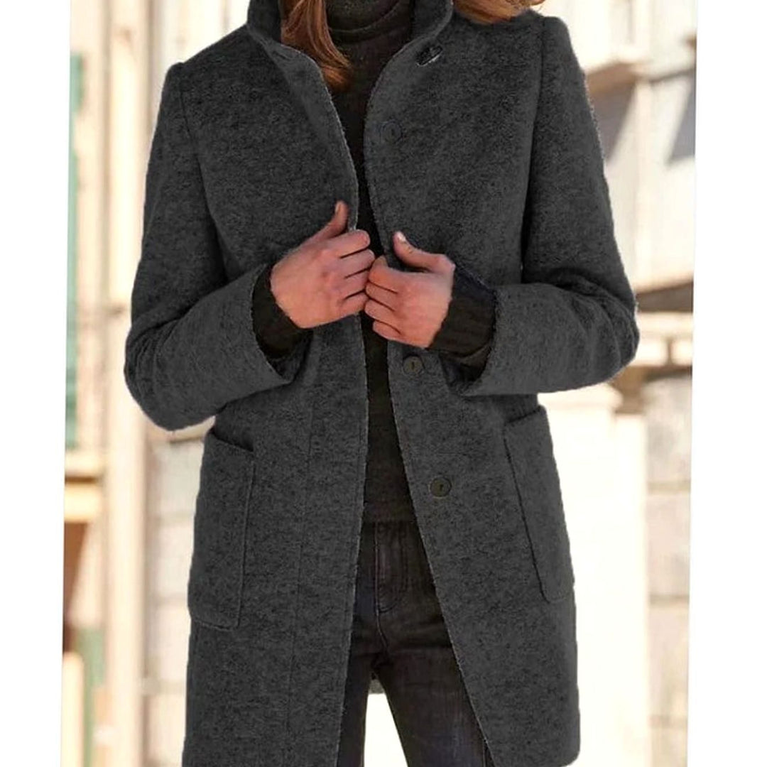Venetia stand collar wool blend button coat – image 6